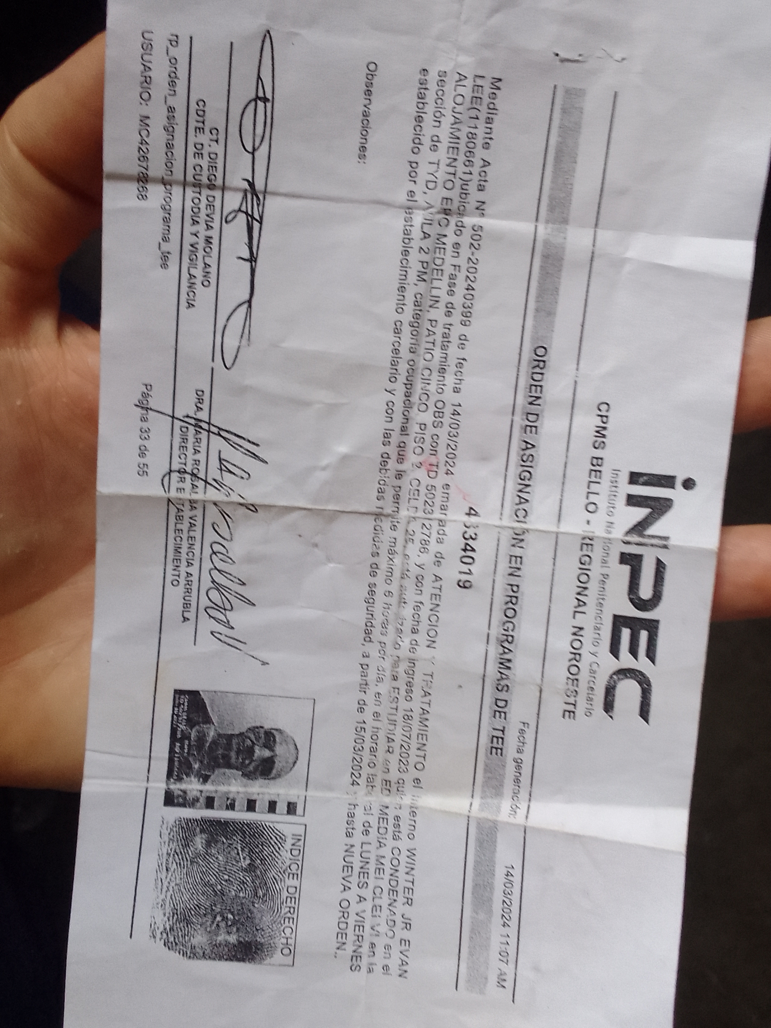 INPEC certificate